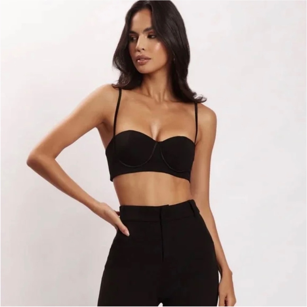 Meshki Fiorella Crepe Bustier Top- Black